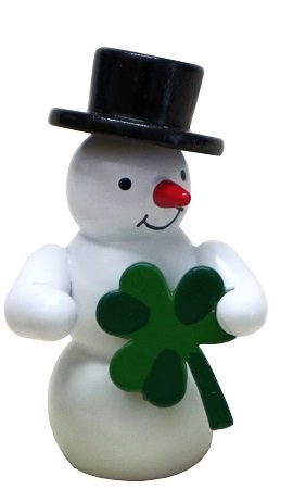 Snowman with clover leaf decorative figure made of wood 5.5cm