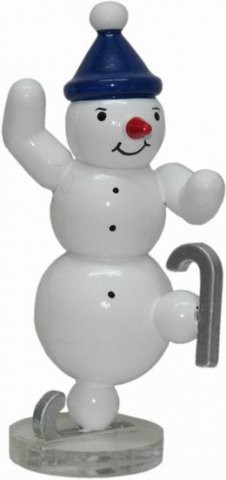 Snowman ice skater 7.5cm decorative figure made of wood