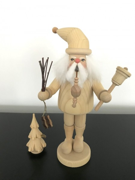 Smoking man Santa Claus natural wood 22cm