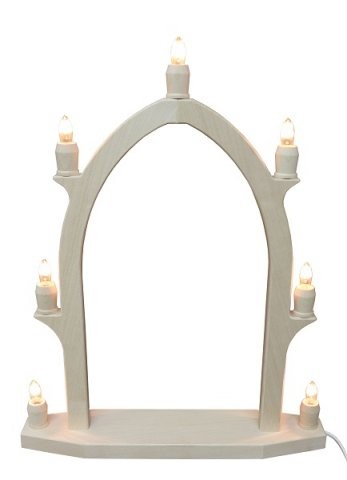 Gothic candle arch solid wood natural with 7 electric candles 36x46cm