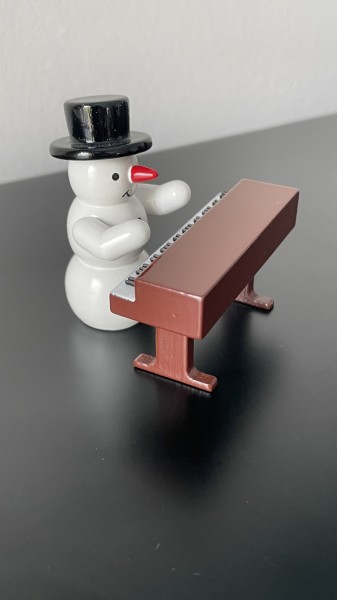 Snowman on keyboard decorative figure made of wood 5.5cm