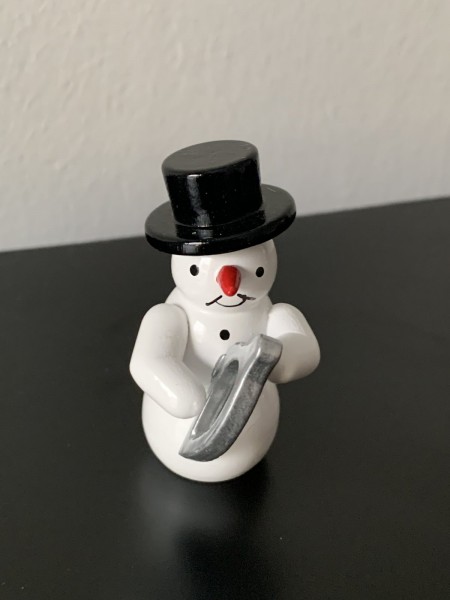 Snowman musician with lyre decorative figure made of wood 5.5cm