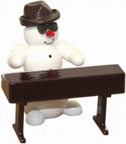 Snowman with keyboard 5cm decorative figure made of wood