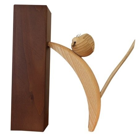 Wooden figure of a natural cat climbing - 16cm