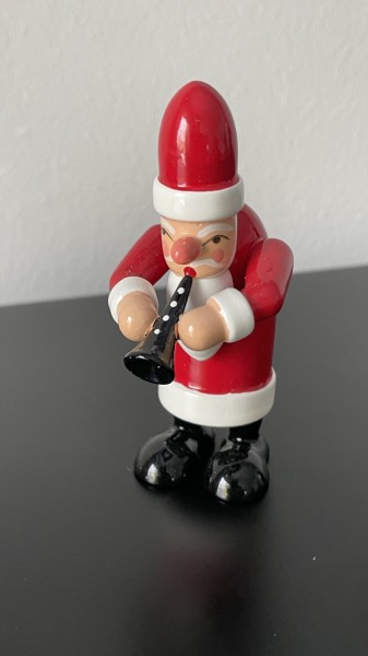 Santa Claus with flute decorative figure made of wood 7.5cm