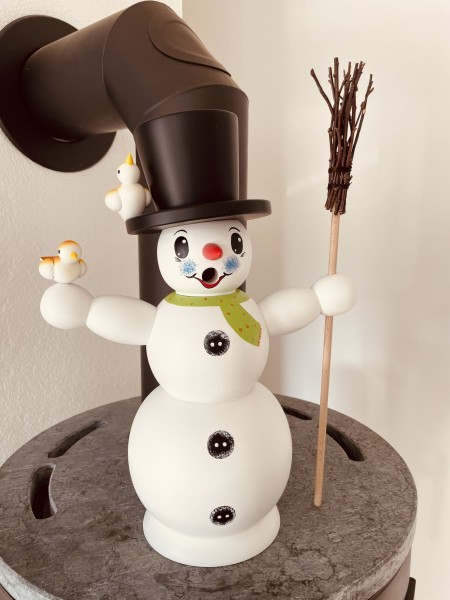 Räuchermännchen Schneemann grüner Schal 42cm gross