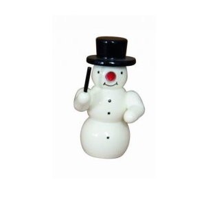 Snowman with conductor decorative figure made of wood 5.5cm