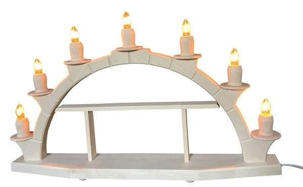 Natural candle arch solid wood with setting box 7 electric candles 47x28cm