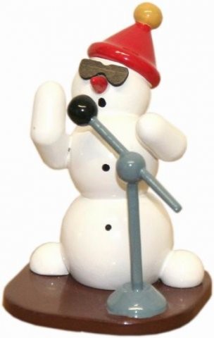 Snowman singer 6cm decorative figure made of wood