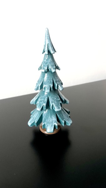 Tannenbaum grün weiss aus Holz 12,5cm