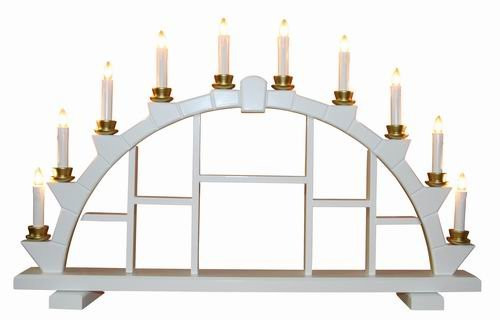 Candle arch wooden white with 10 electric candles with case 25.2 inch x 15.75 inch (64x40 cm)