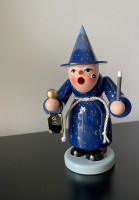 Erzgebirge Räuchermännchen Zauberer – Handbemalte Figur mit Zauberstab & Pfeife (19 cm)
